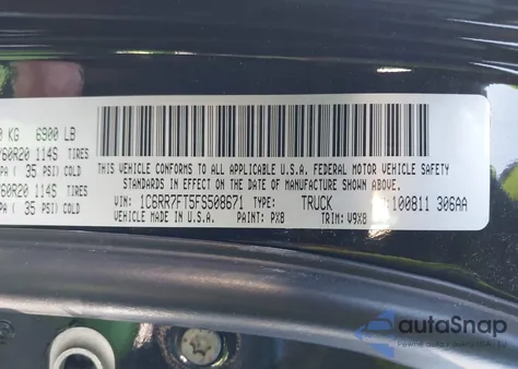 2015 Ram 1500 Express z USA, uszkodzony, nr VIN 1C6RR7FT5FS508671